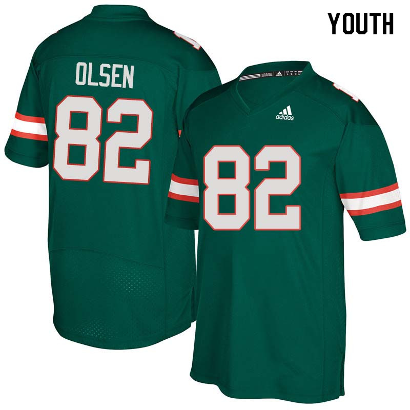 Youth Miami Hurricanes #82 Greg Olsen College Football Jerseys Sale-Green - Click Image to Close
